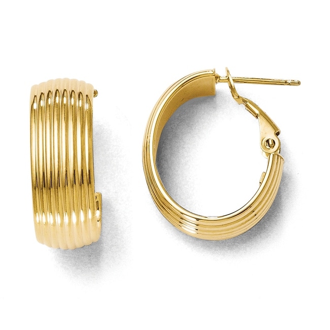 Italian 14k Gold Polished and Texured Hoop Earrings